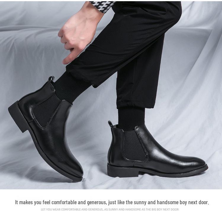 Men's Autumn/Winter 2025 Pointed Toe High-Top Leather Boots – Business Chelsea Slip-On Martins