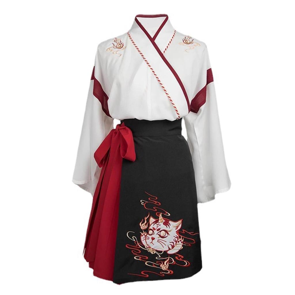 Shrine maiden costume cosplay mini long hakama Taisho Roman Hanfu shrine Japanese clothing cute Halloween Christmas school festival cultural festival