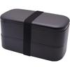 Mitani Yamanaka Lacquerware Bento Box, 2-tier, Antibacterial, Approx. 1000ml, ZEIT Black, Made In Japan, C17602