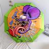 1pc Rat Fink pattern Umbrella Portable Folding Umbrella Iron Frame Hole Bone Structure Outdoor Home Umbrella