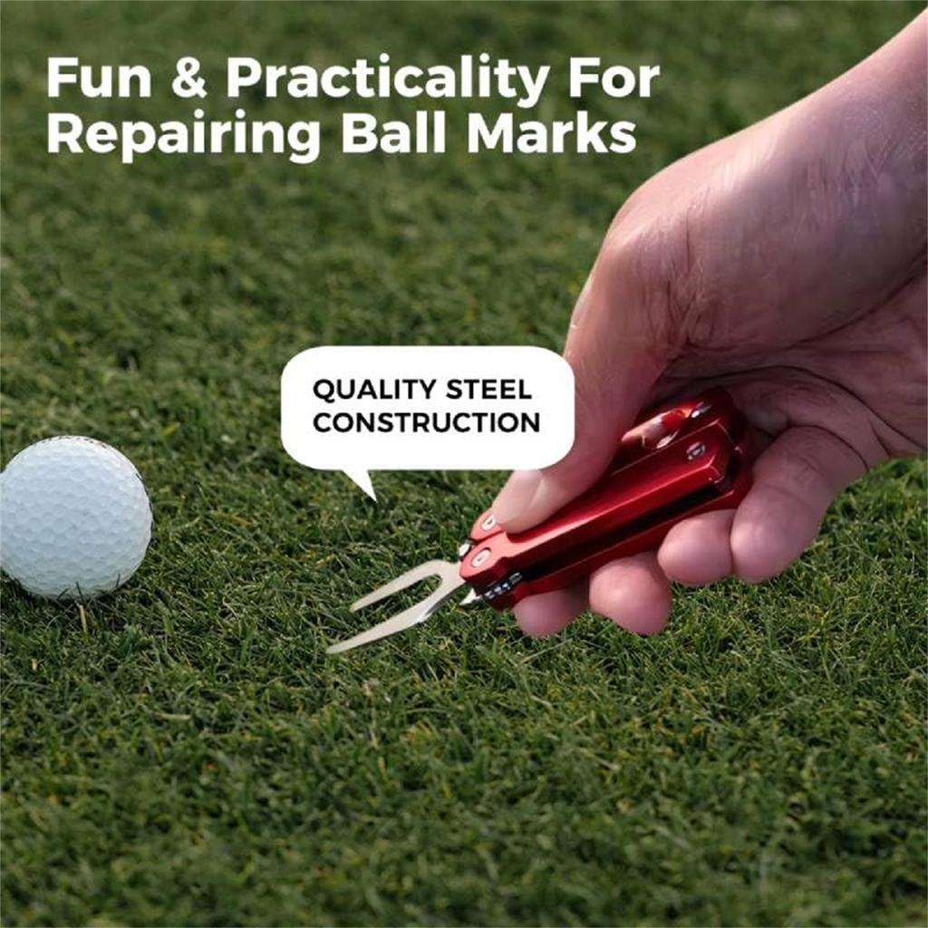 Golf Alloy Forks - Golf Divot Tool, Metal Foldable Butterfly Divot Tool With Bottle Opener, 3--1 Golf Multi-Tool, Ball , Portable Golf Accessorie