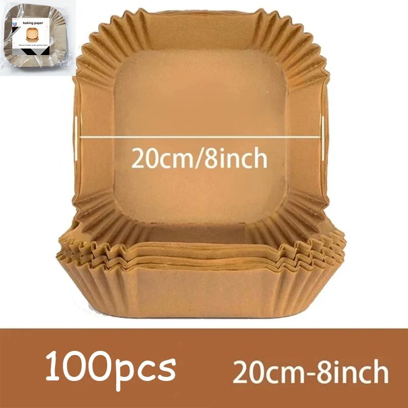 100/50Pcs Air Fryer Disposable Paper Non-Stick Airfryer Baking Papers Round Air-Fryer Paper Liners Paper Kitchen Accessories