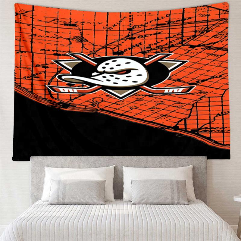 Anaheim Ducks Eishockey Team Wandteppich Raumdekoration Wandbehang für Wohnzimmer Schlafzimmer, Wohnheim, Geburtstags- und Weihnachtsgeschenke
