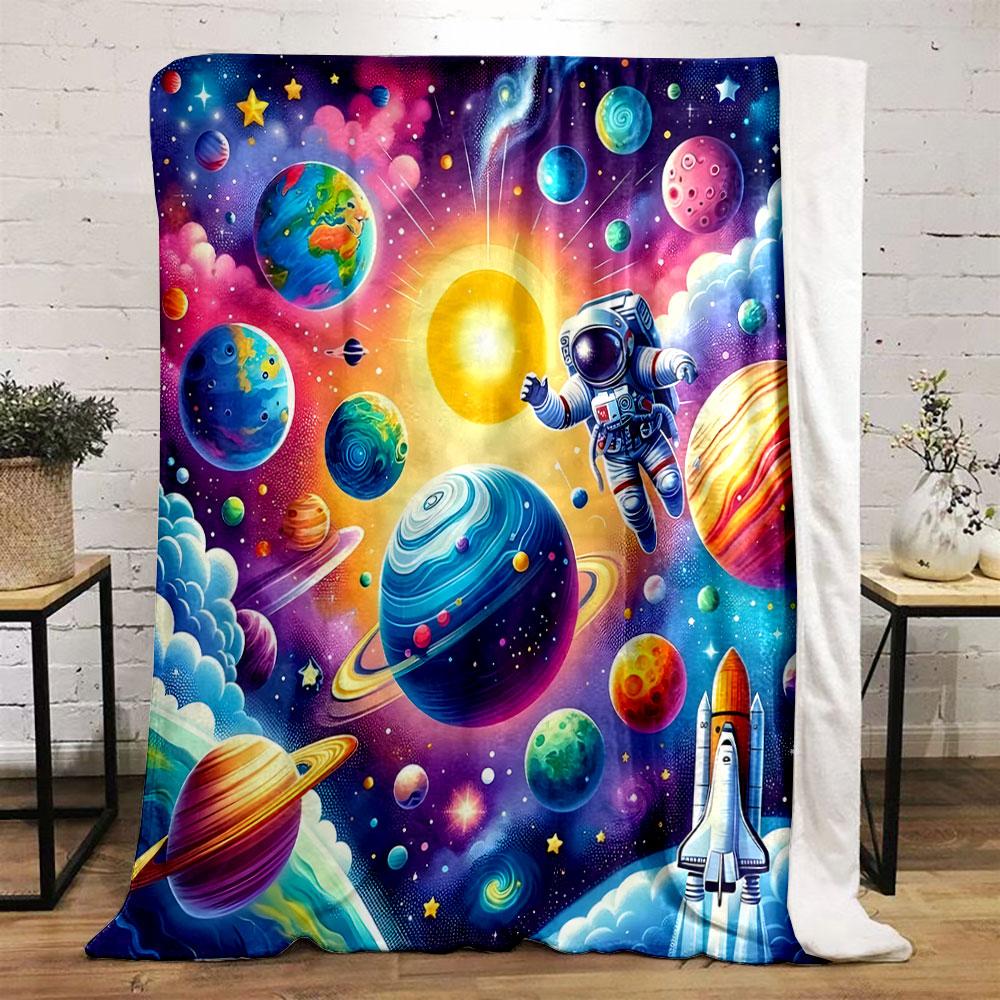 "Colorful Cosmic Adventure Blanket" print blanket soft and cozy perfect for the living room bed sofa or a nap,gift