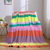 Vibrant Color Bands Flannel Blanket Warm Soft Halloween Christmas Couch Warm Cozy Decorative Decor Gift for All Season