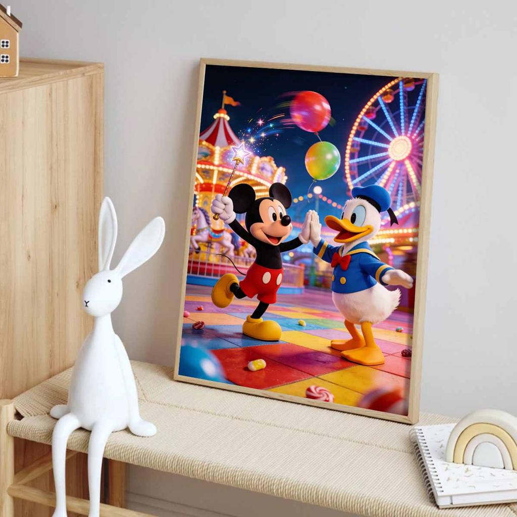Disney Mickey Donald Funfair Diamond Painting Kit 5D DIY Diamond Art Home Bedroom Wall Decor
