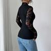 New Fashionable Lace-Trimmed Knit Long-Sleeved Slim Fit T-Shirt Top