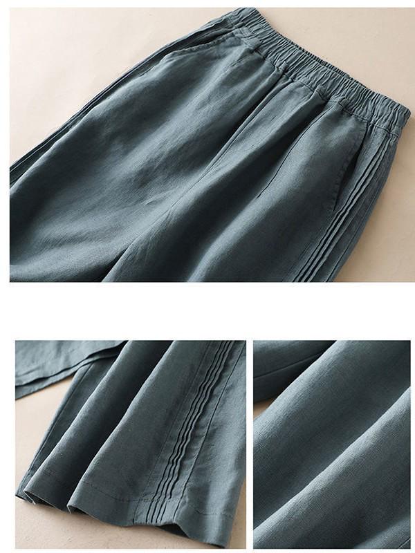 Women's Summer 2024 High Waist Cotton Linen Wide Leg Pants: Loose, Slimming, Casual, Thin Drape Style