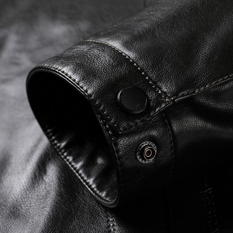 Lederjacke Herren Herbst und Winter Neue Herrenbekleidung Reverskragen Weiche Lederjacke Männer mittleren Alters Locker und lässig