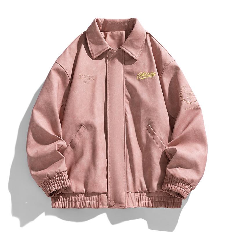 Autumn American Vintage Embroidered Jacket Men's Spring and Autumn Leather Jacket Lapel Motorcycle Leather Jacket South East Asia