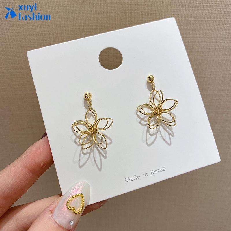 

Корейские модные геометрические серьги с цветком, элегантные темпераментные серьги-капли, женские ювелирные аксессуары