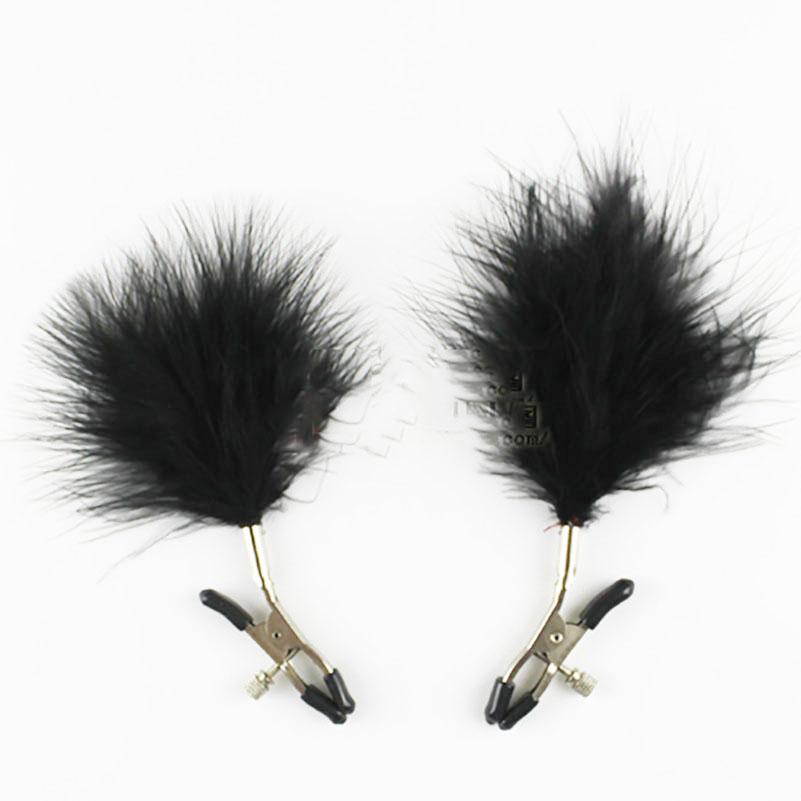 fancy Feather Nipple Clamps Tickle tease sensitive nipples with adjustable clamps cosplay game sex toys for couples