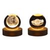 LED Crystal Ball Lamp Milky Way System Crystal Ball Glowing Solar System Crystal Ball with Wooden Base Glass Planet Nightlight