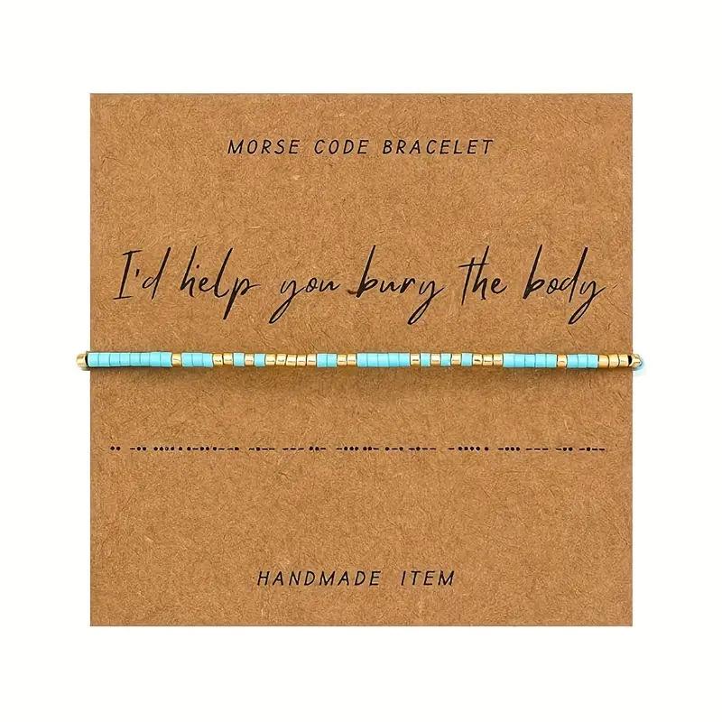 JYL TS Bracelet  Bohemian Morse Code Weave With Card Invokes Mystery & Connection