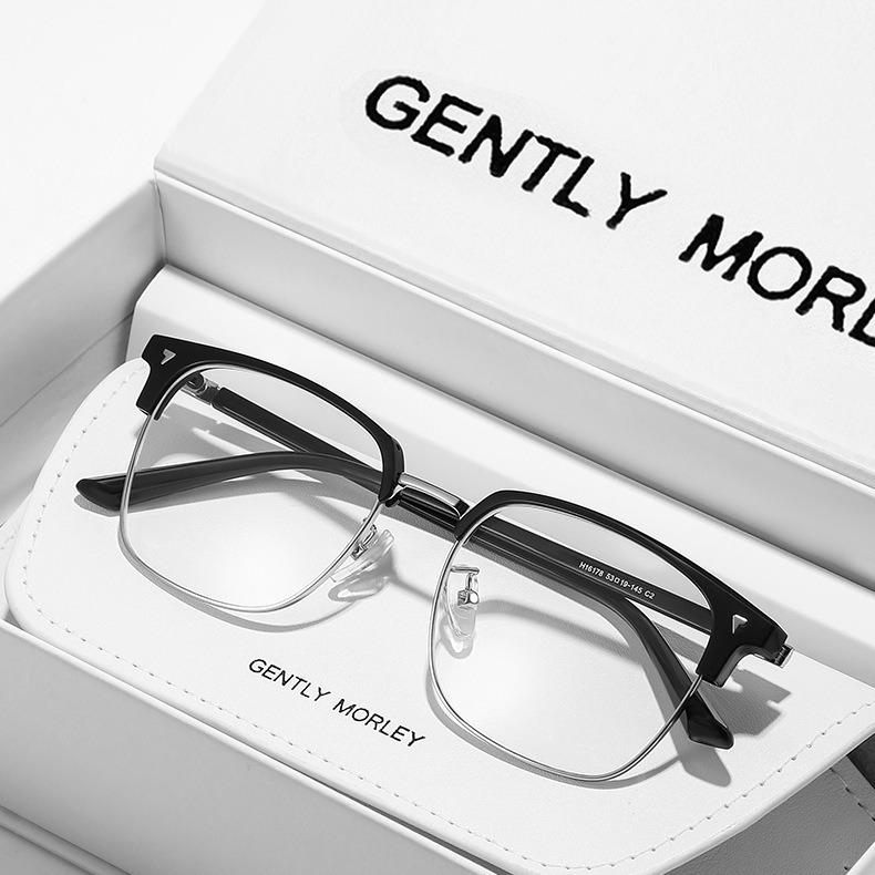 

Anti-Blue Glasses Men S Retro Half-Frame Eyebrows Wings Anti-Blue Light Anti-Radiation Eye Protection Glasses Frame [No lining] Glasses empty frame