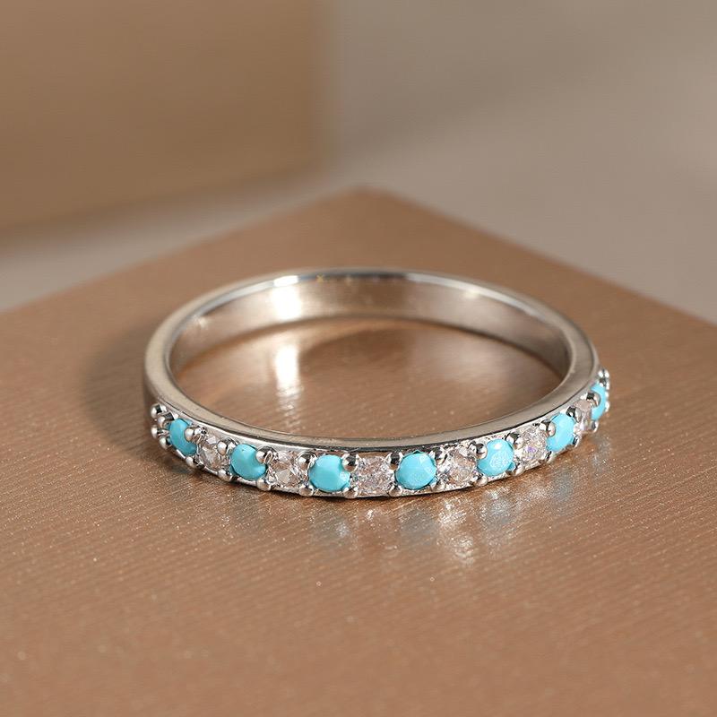 Huajie 3pcs/set Vintage Style Blue Stone Sparking Square Zirconia Rings for Women Party Gift Ladys New  Trend
