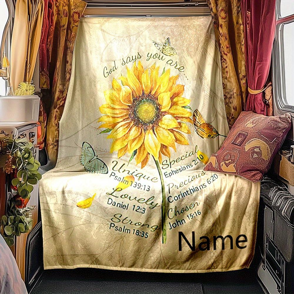 Sunflower Daughter Blanket Personalized Name Soft Comfortable Stylish Blanket Car Blanket Perfect For Travel Camping Outdoor Home Suitable For All