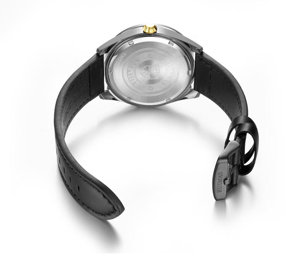 Fashion Quartz Watch with Black Leather Strap and Silver Gray Waterproof Watch Men's