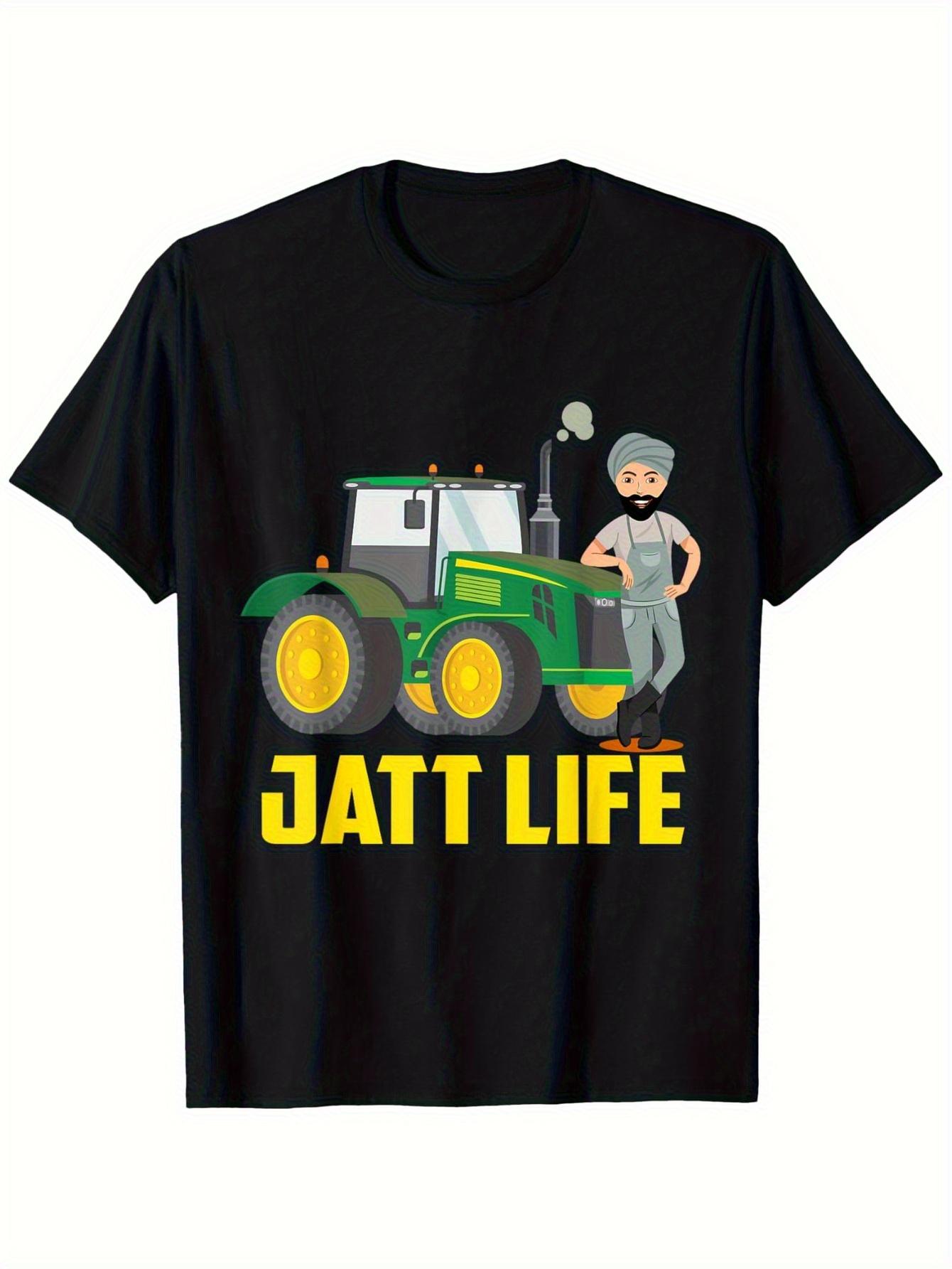 Jee Punjabi Farmer Jatt Life Tractor Graphic T-shirt XXXXL