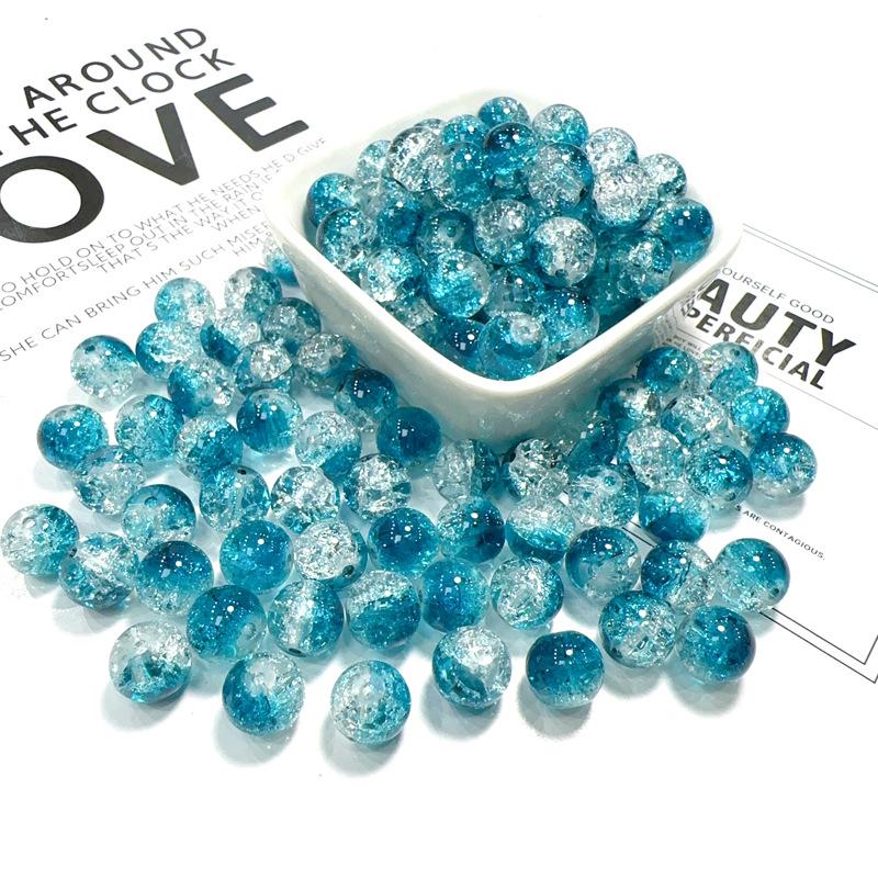 10mm Crackle Glass Round Beads, Loose Spacer Beads DIY Accessories for Bracelet Making 50pcs