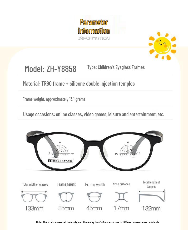 Comfortable Kids' Eyeglass Frames with Adjustable Nose Pads and Silicone Temples - Lightweight, Cute, and Durable for Girls