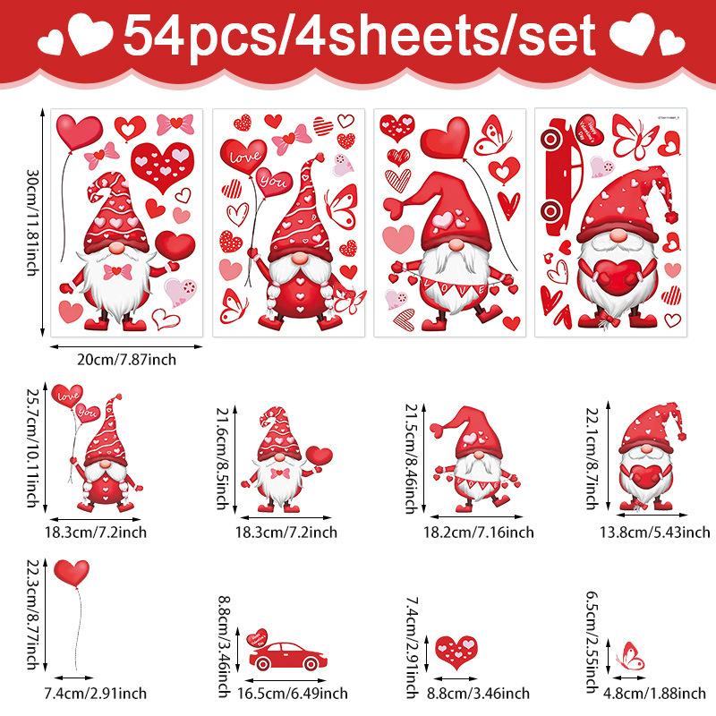 Valentine'S Day Love Window Sticker Cartoon Dwarf Pvc Self-Adhesive Marriage Wedding Wall Sticker Atmosphere Decoration Decals