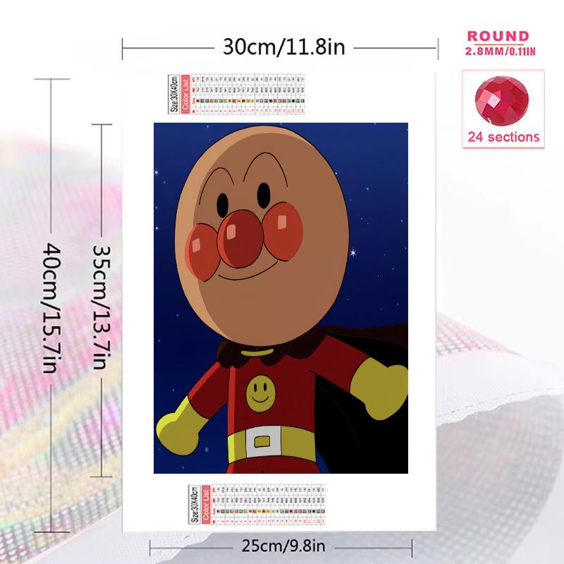 Anpanman Autumn Pattern 3pcs 100% Round Full Drill 5D DIY Diamond Painting Embroidery Cross Stitch Rhinestone Décor