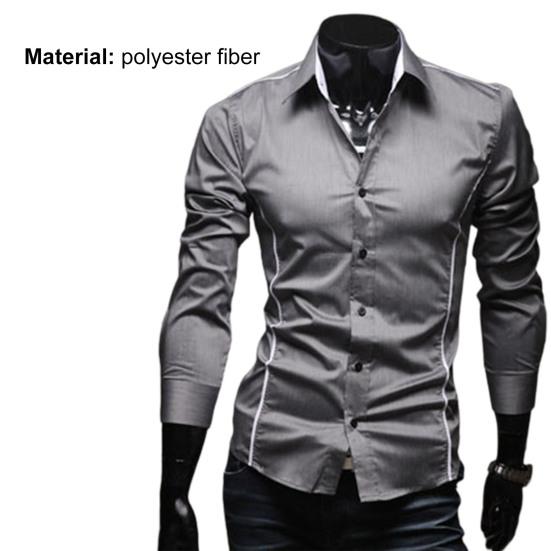Men Shirt Single-breasted Business Formal Slim Autumn Shirt for Work