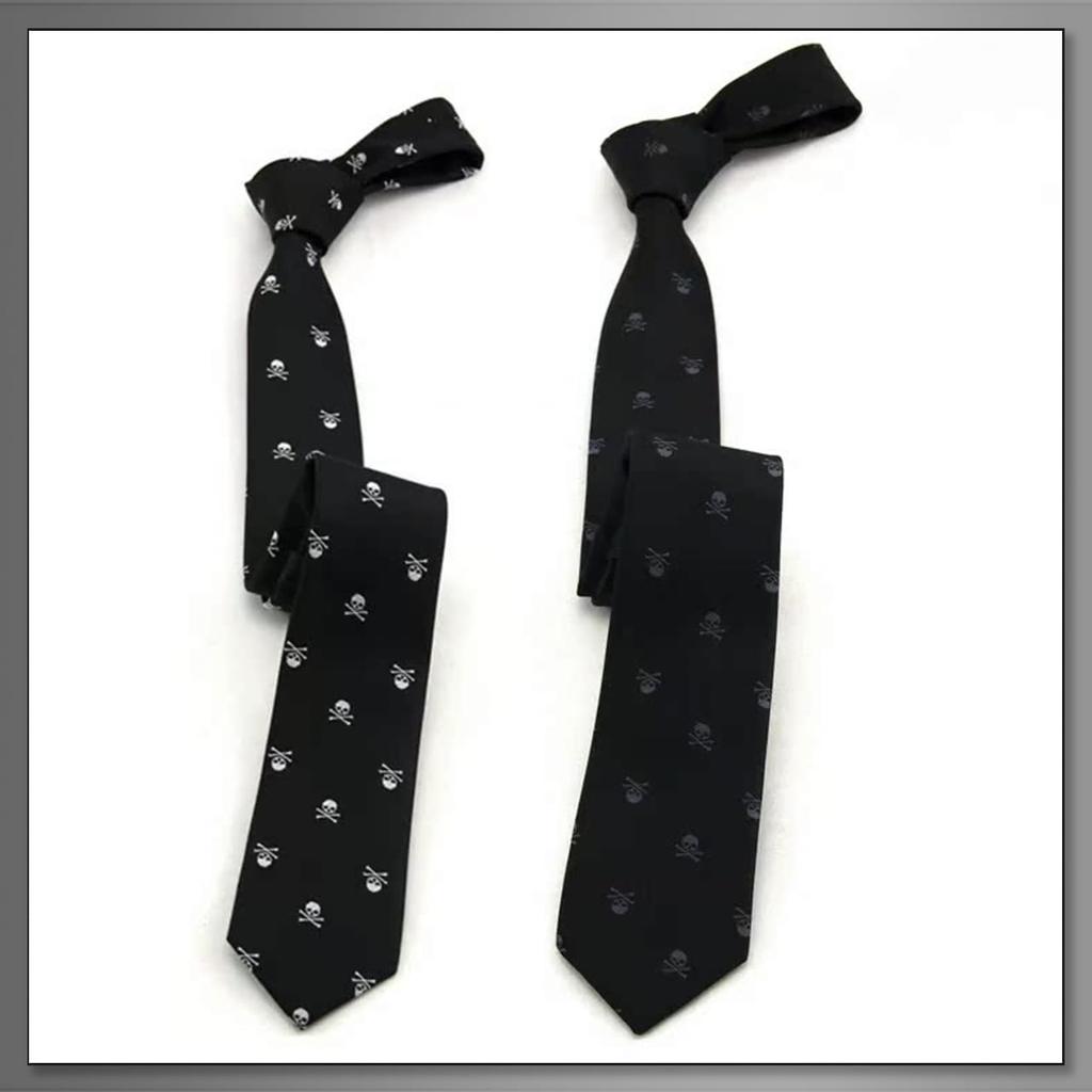 [Buzz Selection] Belt and Tie with Skull Pattern - Casual, Business, Formal - Men's AC427 (BlackWhite)