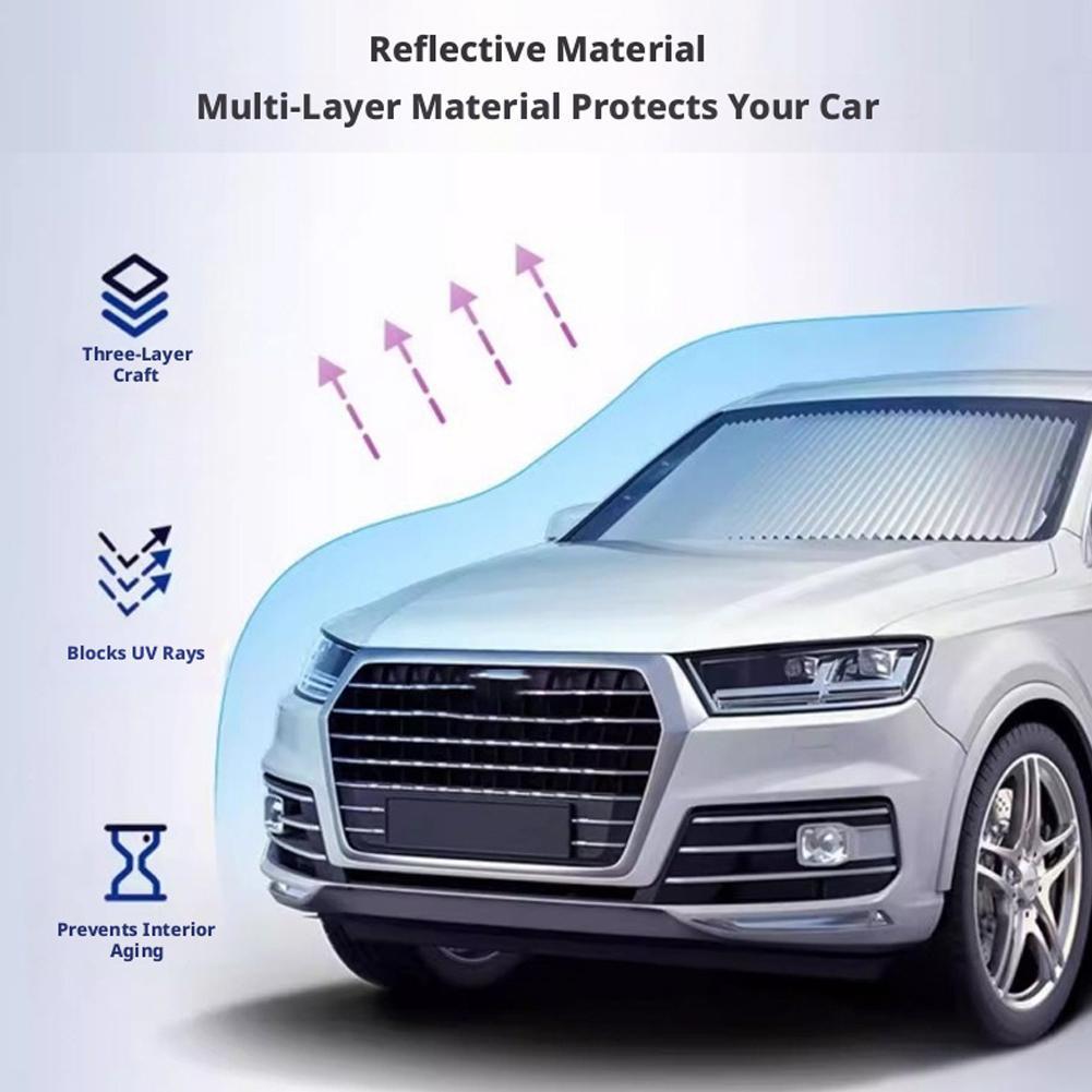 46-70cm Car Front/Rear Window Sun Shade Windshield Curtains UV Protection Automatic Retractable Light Blocking Board for Car SUV