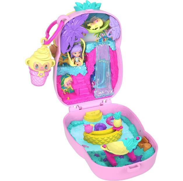 Mattel Polly Pocket Pineapple Monkey Compact Playset 1 Micro-doll Animal Figure JKC49
