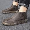Fashion Men Shoes Mens Trend High-top British Tooling Boots Casual Medium Tube Versatile Men Boots Men Leather High-Top Motorcycle Boots