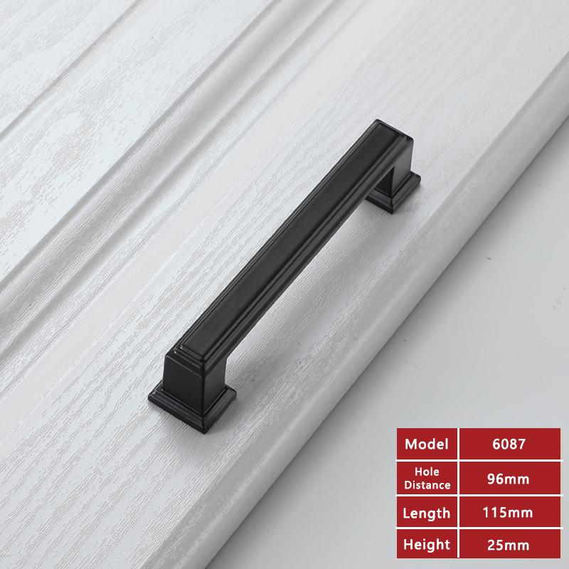 WV Square Matte Black American-style Kitchen Cabinet Handle 128mm Drawer Black Cabinet Wardrobe 7-Character Solid Pulls 287