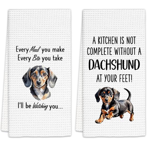 Miniature Schnauzer Gifts Kitchen Towels - Schnauzer Dog Lover Gifts Dish Towels, Mini SchnauzerGifts Dog Owner Decorative Hand Towels for Kitchen, Dachshund