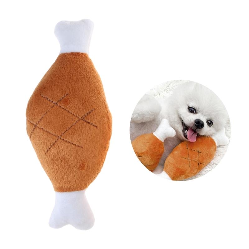 Squeaky Chicken Leg/ Carrot Shape Dog Chew Toy Soft Cleaning Massage Supplies Pet Cloth Stuffed Shape Molar Pet Toy