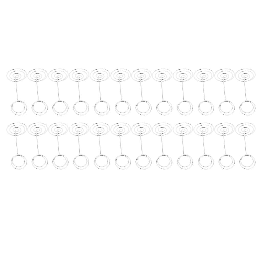 24PCS Table Number Holder 85mm Height Stainless Steel Multifunctional Wire Picture Holder Silver