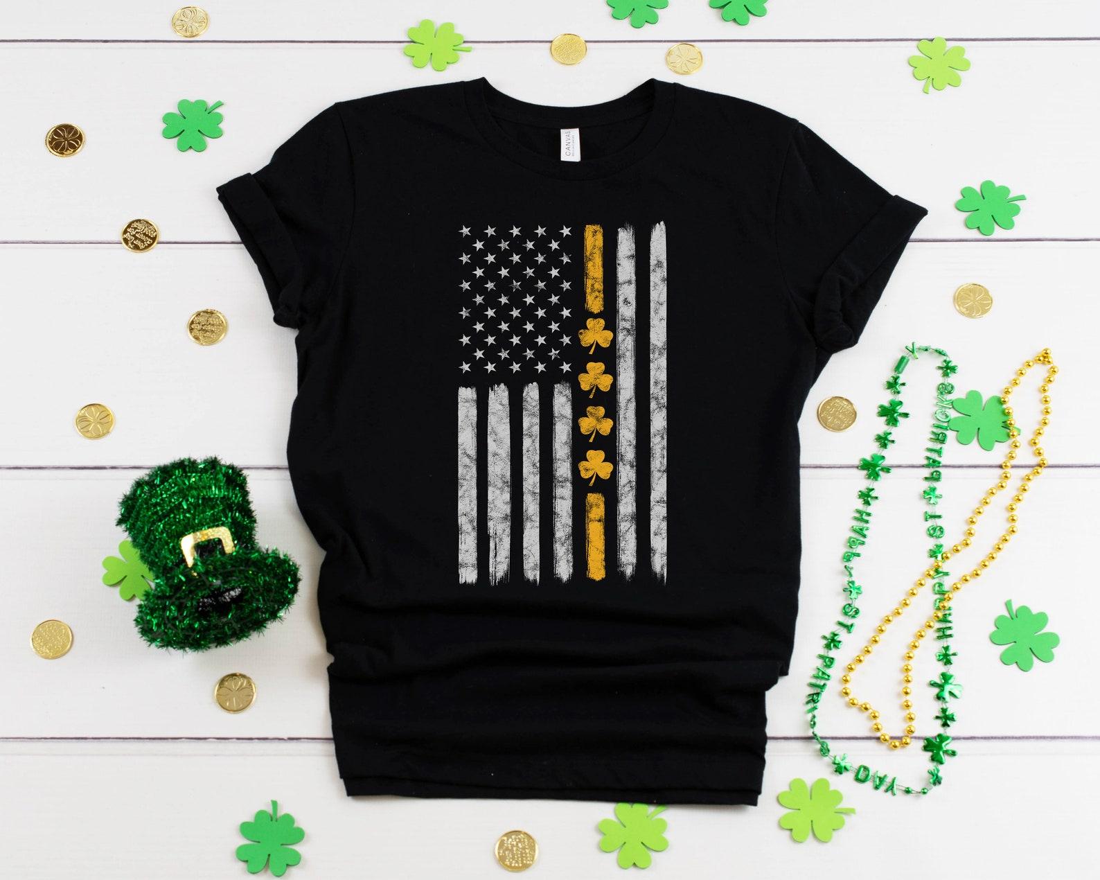 911 Dispatcher St. Patrick s Day Shirt | Thin Gold Line Emergency Operator T-Shirt | T-shirt | T-shirt |T-shirt | Gift 4XL