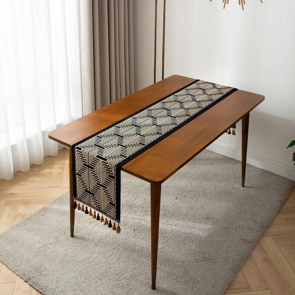 Jacquard Blue Table Runner for Dining Decoration Home Tea Table Runner Table Cover TV Cabinet Bed Runner