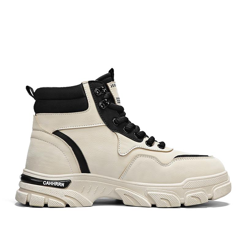 New Boots Shoes for Men Leather Boots High Tops Casual Shoes Youth Street Fashion All-match Ankle Boots 2024