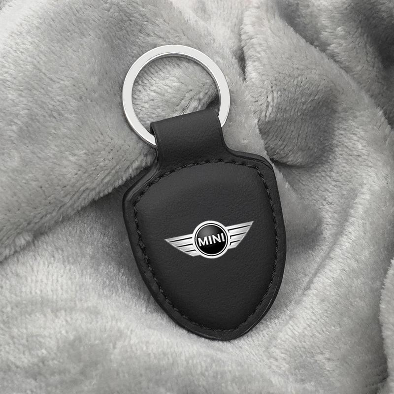 Leather Shield Car Keychain Keyring Metal Rings For BMW Mini Works Cooper F54 F55 F56 F57 F60 R50 R52 R53 R55 R56 R57 R58 R59