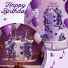 32Pcs Ins Cake Decorations Purple Disco Ball Cake Topper Music Note Mic Star Heart Glitter Decor For Themed Birthday Party