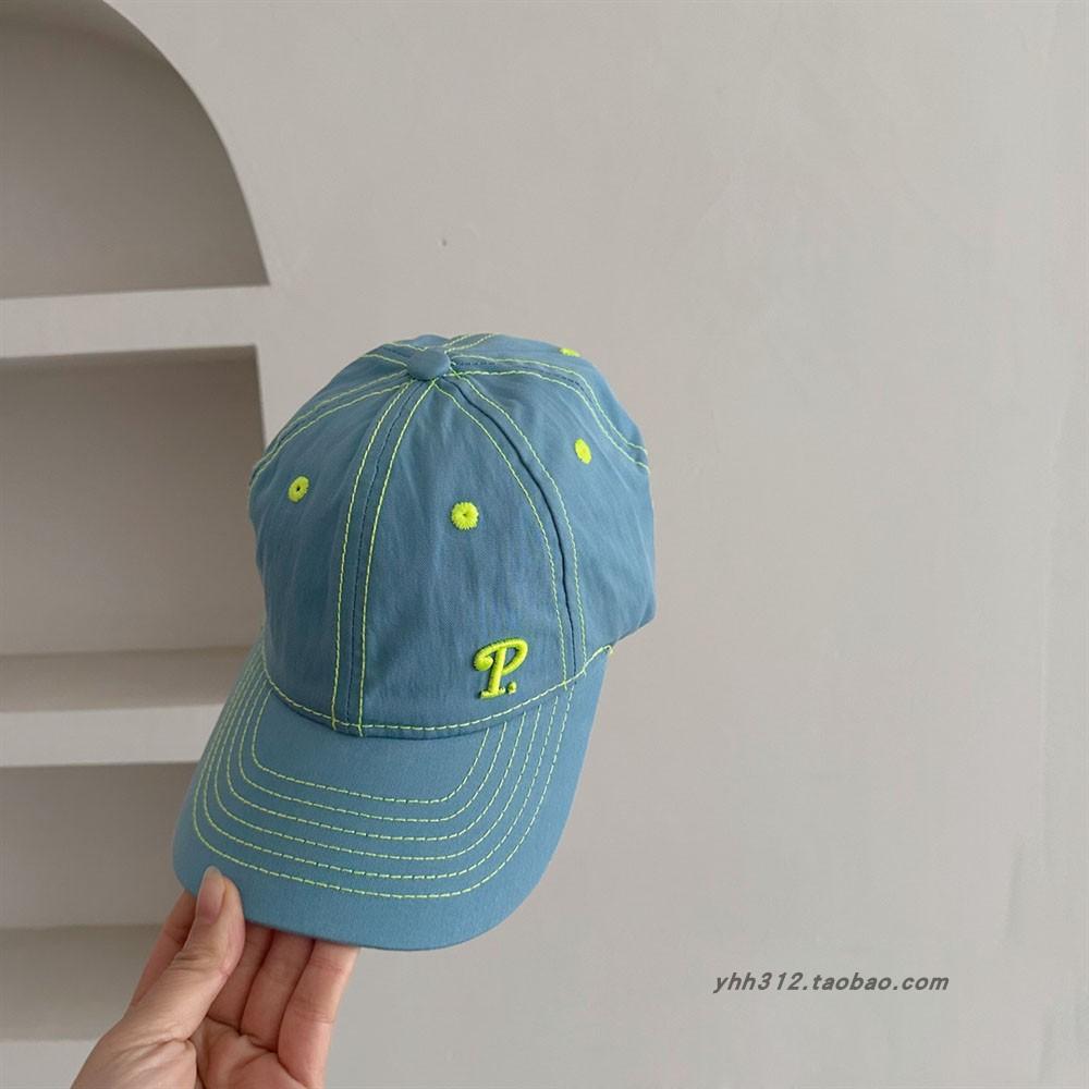 Children Soft Top Embroidered Letters Baby Baseball Cap Contrasting Color Adjustment Rope Boys Girls Sunshade Sun Baseball Cap