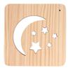 Wooden 3D LED Light Hollow Moon Star Pattern Eye Protection USB Power Supply Warm White Night Lamp f