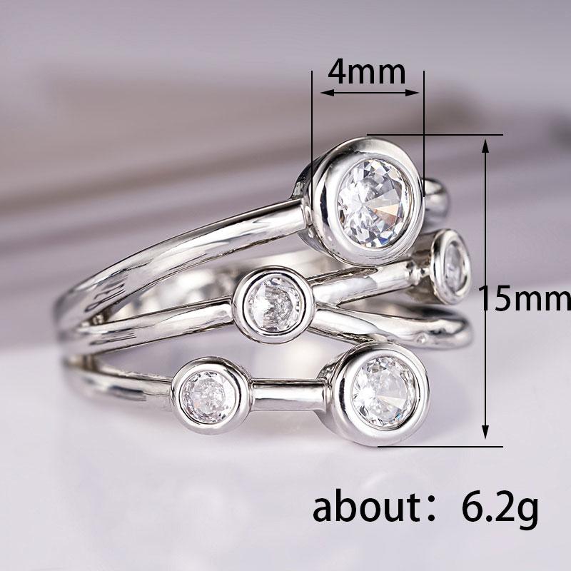 Huitan Trendy CopperColor Cubic Zirconia Ring for Women Fashion Versatile Daily Wearable Finger Accessories Modern Jewelry