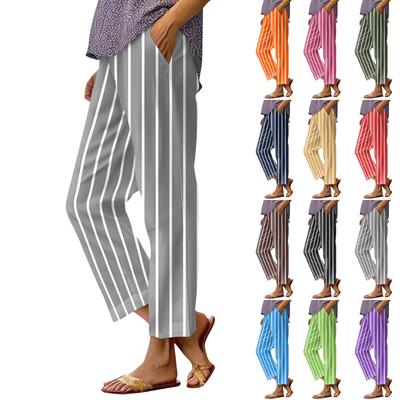 Damskie spodnie na co dzień Modne kieszenie z nadrukami Spodnie z elastyczną talią