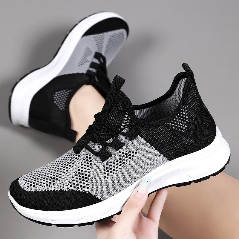 Schuhe Damen Sportschuhe neu fly-gewebt atmungsaktiv Laufschuhe weiche Sohle leicht Einzelne Schuhe Farbabstimmung Mode Freizeitschuhe