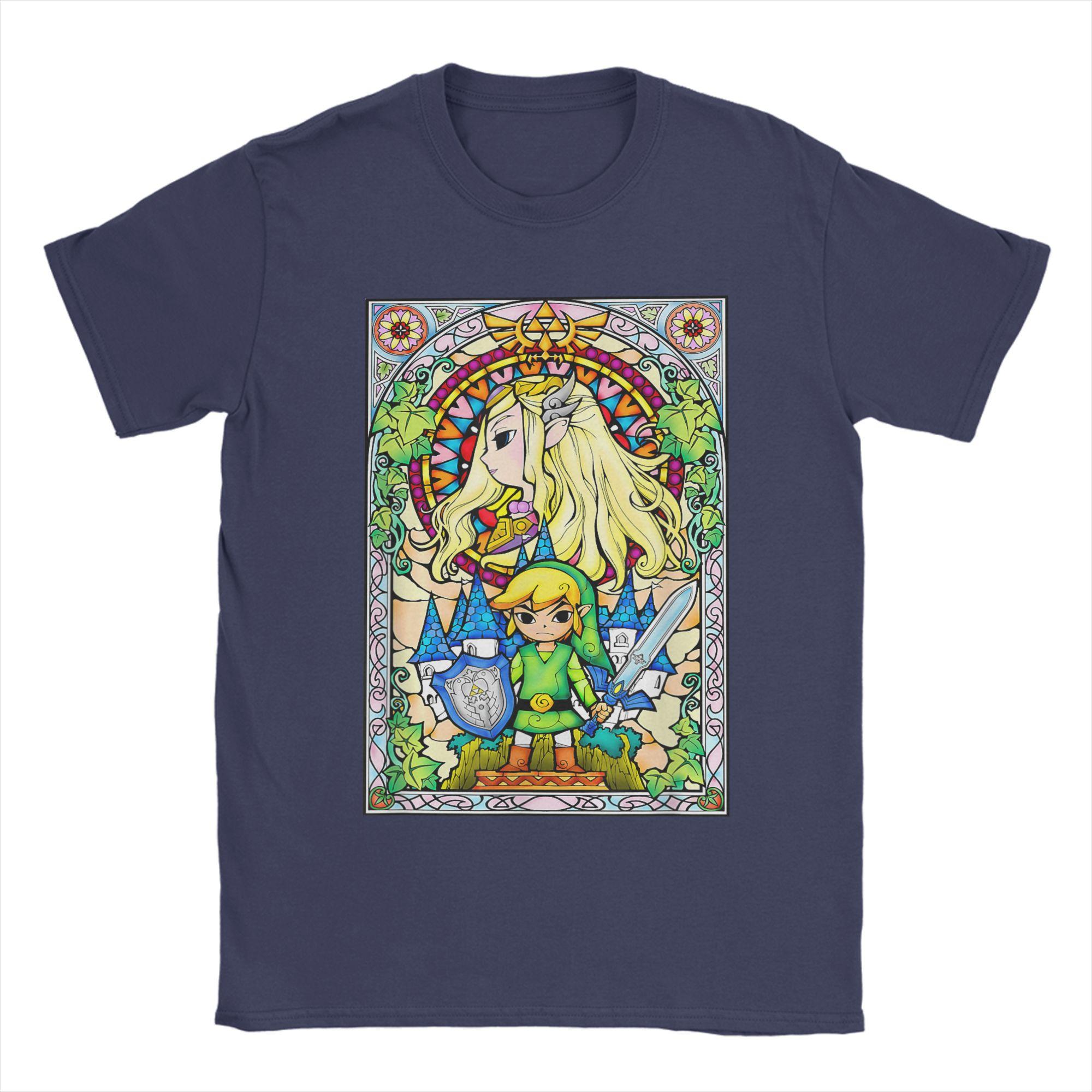 

Zeldas Wind Waker Stained Glass T Shirt for Unisex 100 Cotton Funny TShirt Round Collar Tee Shirt Short Sleeve Tops Classic 4XL