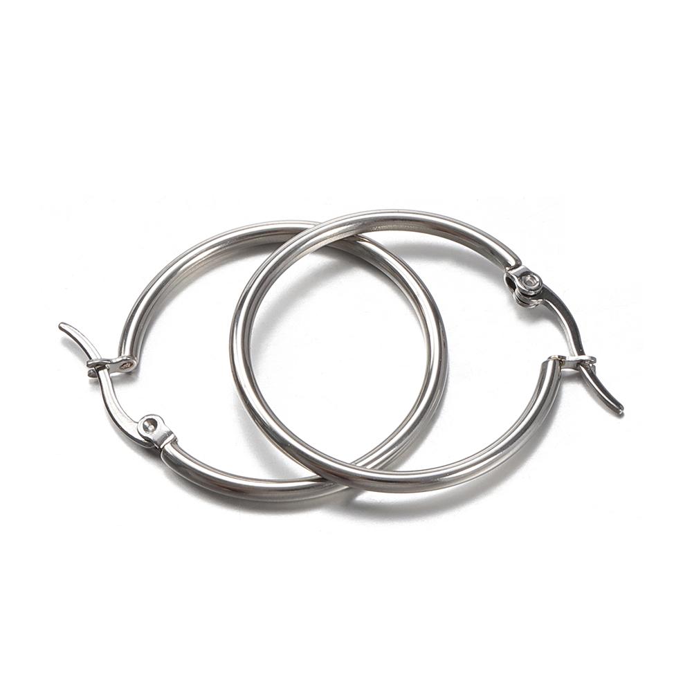 10pcs Black Open Earrings Circle Stainless Steel Earring Hooks 15-40mm Loop Base Ear Ring for Jewelry Making Components DIY