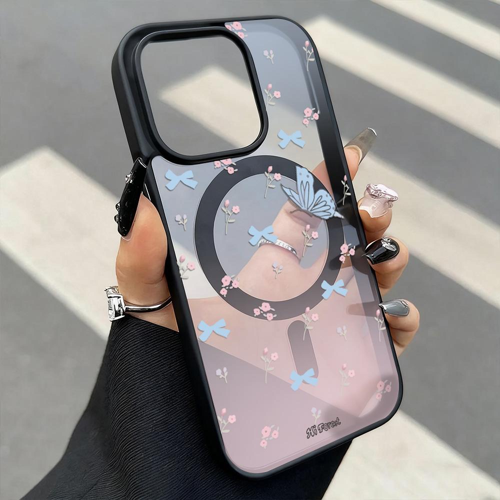 Pink Love Heart For Magsafe Phone Case For iPhone 16 Case iPhone 17 13 15 11 12 14 Pro Max Matte Clear Acrylic Shockproof Cover