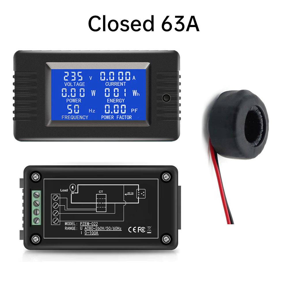 AC 80-260V 32A /63A_Digital LCD Display Voltmeter Ammeter Wattmeter Power Energy Meter 110V 220V Volt Tester Coil